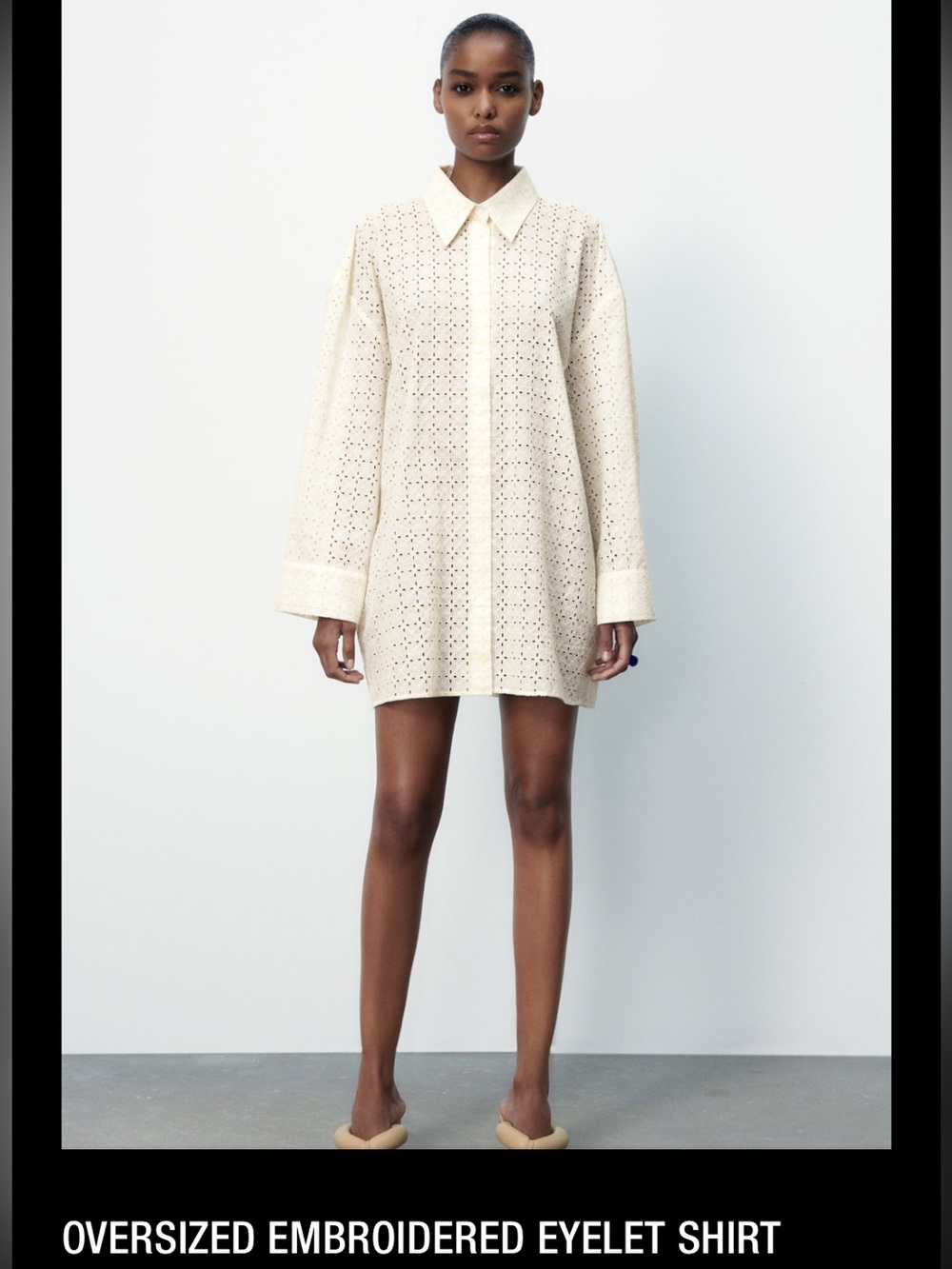 Zara oversized embroidered eyelets shirt - Picture 5 of 11